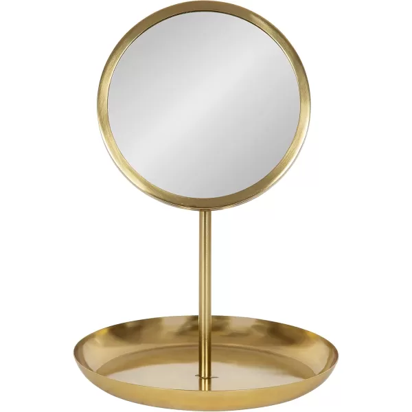 imageKate and Laurel Laranya Modern Decorative Table Mirror 11 x 15 Black and Gold Glamorous Freestanding Tabletop Mirror with Robust Metal Tray for Makeup and Jewelry Storage and DisplayGold