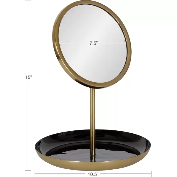 imageKate and Laurel Laranya Modern Decorative Table Mirror 11 x 15 Black and Gold Glamorous Freestanding Tabletop Mirror with Robust Metal Tray for Makeup and Jewelry Storage and DisplayBlackGold