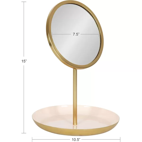 imageKate and Laurel Laranya Modern Decorative Table Mirror 11 x 15 Black and Gold Glamorous Freestanding Tabletop Mirror with Robust Metal Tray for Makeup and Jewelry Storage and DisplayPinkGold