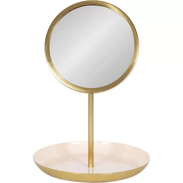 imageKate and Laurel Laranya Modern Decorative Table Mirror 11 x 15 Black and Gold Glamorous Freestanding Tabletop Mirror with Robust Metal Tray for Makeup and Jewelry Storage and DisplayPinkGold