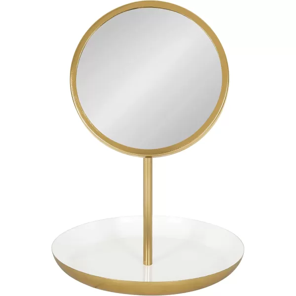 imageKate and Laurel Laranya Modern Decorative Table Mirror 11 x 15 Black and Gold Glamorous Freestanding Tabletop Mirror with Robust Metal Tray for Makeup and Jewelry Storage and DisplayWhiteGold