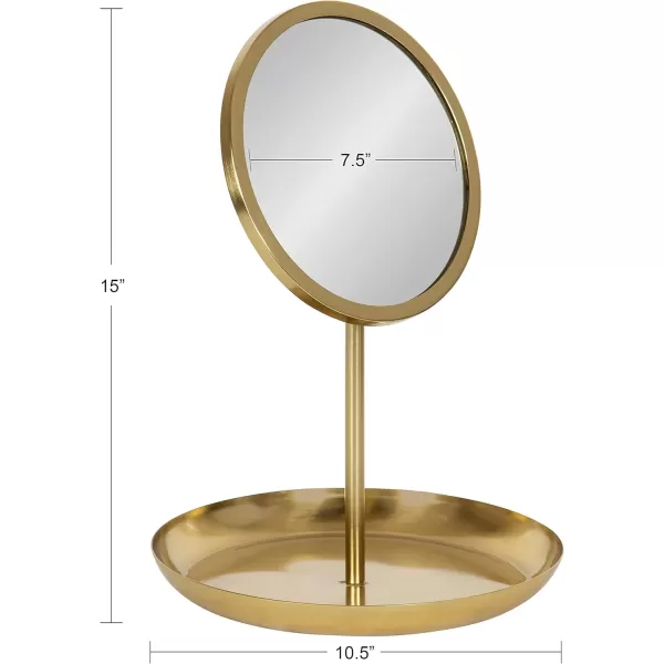 imageKate and Laurel Laranya Modern Decorative Table Mirror 11 x 15 Black and Gold Glamorous Freestanding Tabletop Mirror with Robust Metal Tray for Makeup and Jewelry Storage and DisplayGold