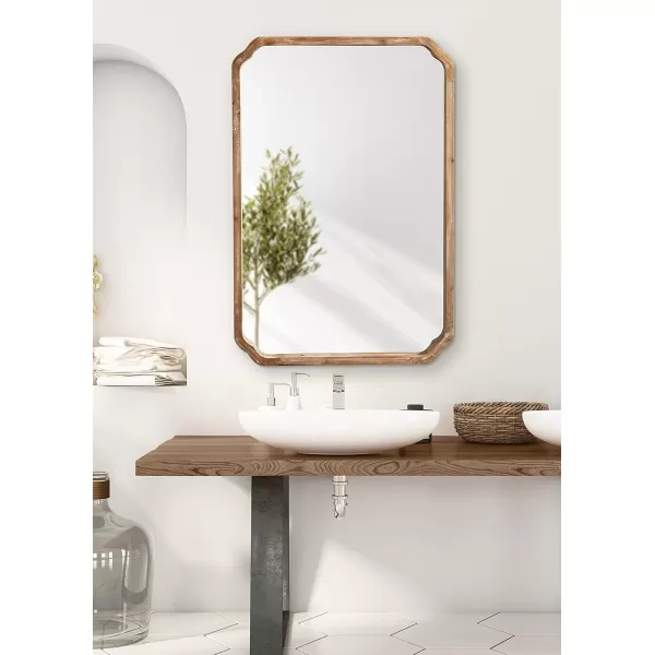 imageKate and Laurel Marston Farmhouse Rectangle Wall Mirror 24 x 36 Rustic Brown Decorative Rustic Mirror for WallRustic Brown