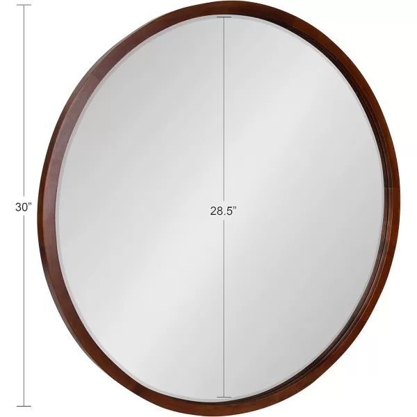 imageKate and Laurel McLean Modern Scandinavian Wood Framed Round Wall Mirror 34 Inch Diameter Natural Poplar Decorative Circle Wooden Mirror with Slim Frame and Modern ShapeWalnut Brown