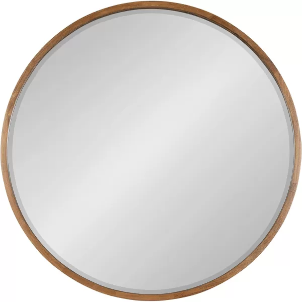 imageKate and Laurel McLean Modern Scandinavian Wood Framed Round Wall Mirror 34 Inch Diameter Natural Poplar Decorative Circle Wooden Mirror with Slim Frame and Modern ShapeRustic Brown