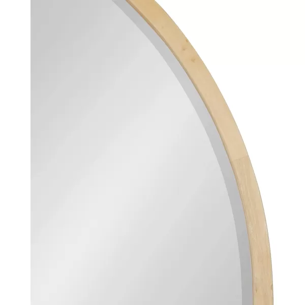 imageKate and Laurel McLean Modern Scandinavian Wood Framed Round Wall Mirror 34 Inch Diameter Natural Poplar Decorative Circle Wooden Mirror with Slim Frame and Modern ShapeNatural