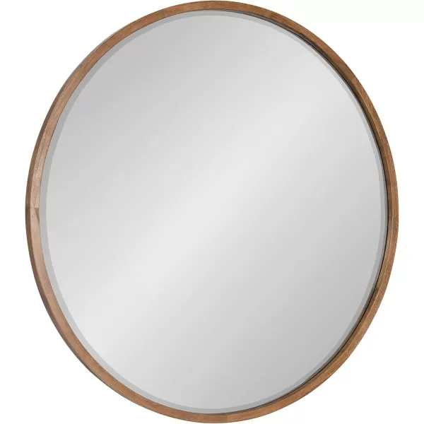 imageKate and Laurel McLean Modern Scandinavian Wood Framed Round Wall Mirror 34 Inch Diameter Natural Poplar Decorative Circle Wooden Mirror with Slim Frame and Modern ShapeRustic Brown