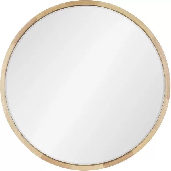 imageKate and Laurel McLean Modern Scandinavian Wood Framed Round Wall Mirror 34 Inch Diameter Natural Poplar Decorative Circle Wooden Mirror with Slim Frame and Modern ShapeNatural