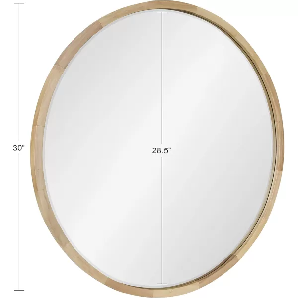 imageKate and Laurel McLean Modern Scandinavian Wood Framed Round Wall Mirror 34 Inch Diameter Natural Poplar Decorative Circle Wooden Mirror with Slim Frame and Modern ShapeNatural