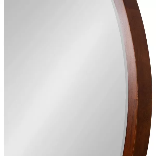 imageKate and Laurel McLean Modern Scandinavian Wood Framed Round Wall Mirror 34 Inch Diameter Natural Poplar Decorative Circle Wooden Mirror with Slim Frame and Modern ShapeWalnut Brown