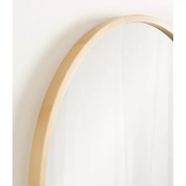 imageKate and Laurel McLean Modern Scandinavian Wood Framed Round Wall Mirror 34 Inch Diameter Natural Poplar Decorative Circle Wooden Mirror with Slim Frame and Modern ShapeNatural