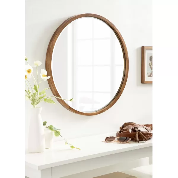 imageKate and Laurel McLean Modern Scandinavian Wood Framed Round Wall Mirror 34 Inch Diameter Natural Poplar Decorative Circle Wooden Mirror with Slim Frame and Modern ShapeRustic Brown