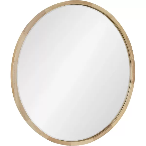 imageKate and Laurel McLean Modern Scandinavian Wood Framed Round Wall Mirror 34 Inch Diameter Natural Poplar Decorative Circle Wooden Mirror with Slim Frame and Modern ShapeNatural