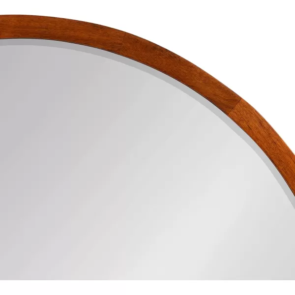 imageKate and Laurel McLean Modern Scandinavian Wood Framed Round Wall Mirror 34 Inch Diameter Natural Poplar Decorative Circle Wooden Mirror with Slim Frame and Modern ShapeWalnut Brown