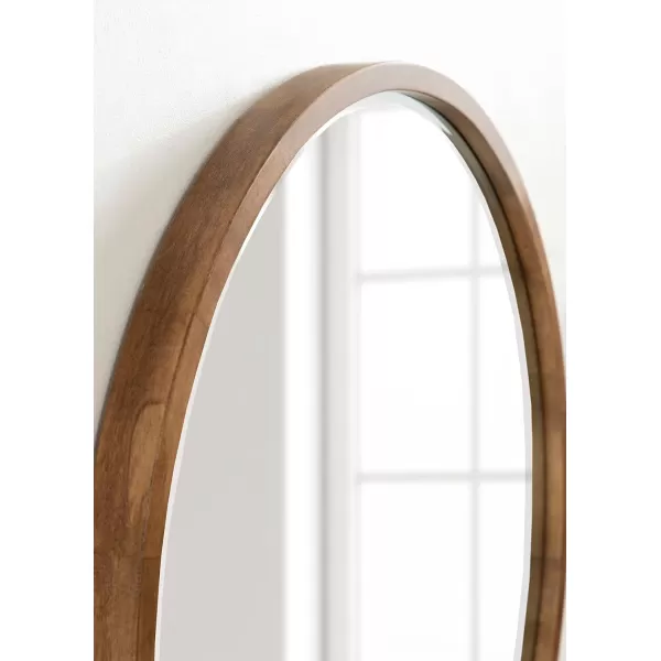 imageKate and Laurel McLean Modern Scandinavian Wood Framed Round Wall Mirror 34 Inch Diameter Natural Poplar Decorative Circle Wooden Mirror with Slim Frame and Modern ShapeRustic Brown