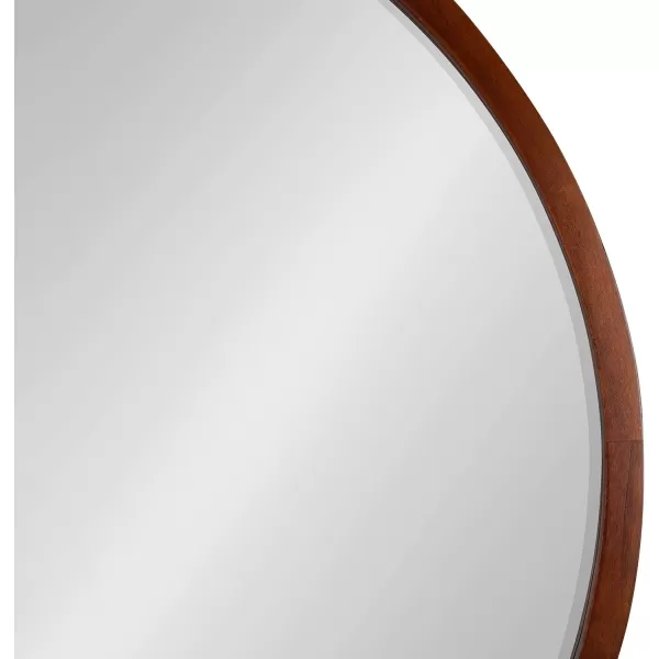 imageKate and Laurel McLean Modern Scandinavian Wood Framed Round Wall Mirror 34 Inch Diameter Natural Poplar Decorative Circle Wooden Mirror with Slim Frame and Modern ShapeWalnut Brown