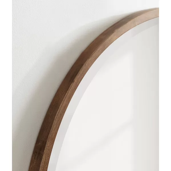 imageKate and Laurel McLean Modern Scandinavian Wood Framed Round Wall Mirror 34 Inch Diameter Natural Poplar Decorative Circle Wooden Mirror with Slim Frame and Modern ShapeRustic Brown