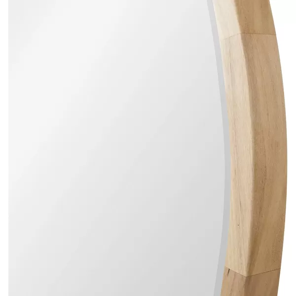 imageKate and Laurel McLean Modern Scandinavian Wood Framed Round Wall Mirror 34 Inch Diameter Natural Poplar Decorative Circle Wooden Mirror with Slim Frame and Modern ShapeNatural