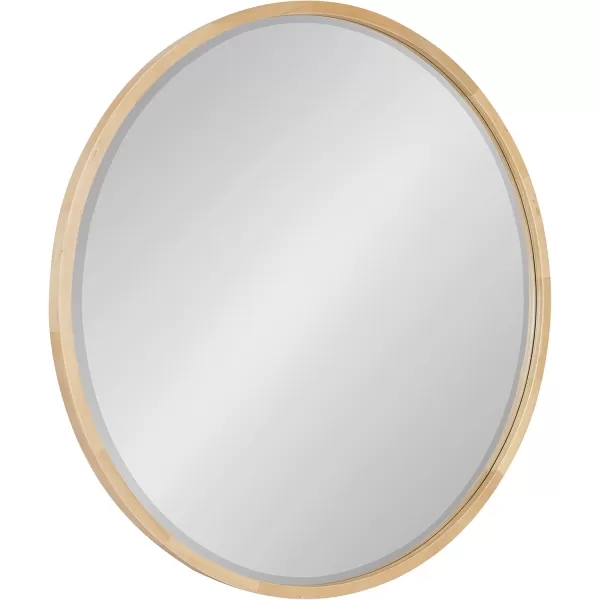 imageKate and Laurel McLean Modern Scandinavian Wood Framed Round Wall Mirror 34 Inch Diameter Natural Poplar Decorative Circle Wooden Mirror with Slim Frame and Modern ShapeNatural