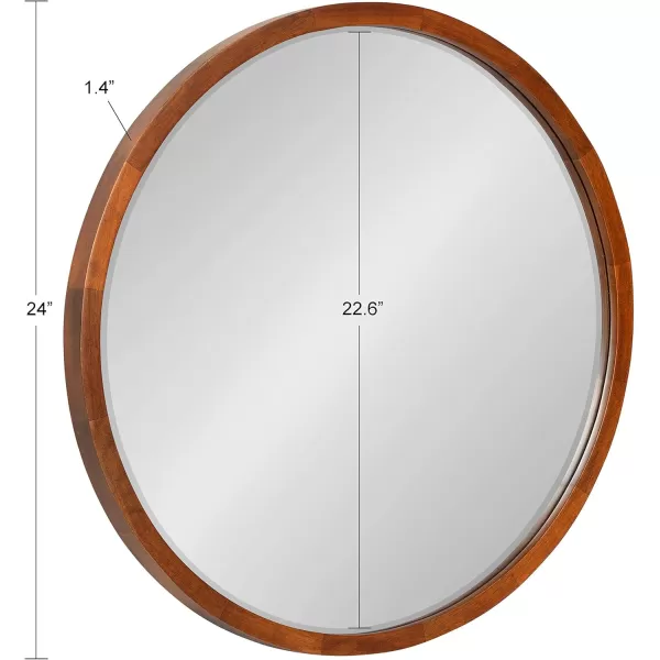 imageKate and Laurel McLean Modern Scandinavian Wood Framed Round Wall Mirror 34 Inch Diameter Natural Poplar Decorative Circle Wooden Mirror with Slim Frame and Modern ShapeWalnut Brown