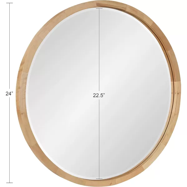 imageKate and Laurel McLean Modern Scandinavian Wood Framed Round Wall Mirror 34 Inch Diameter Natural Poplar Decorative Circle Wooden Mirror with Slim Frame and Modern ShapeNatural