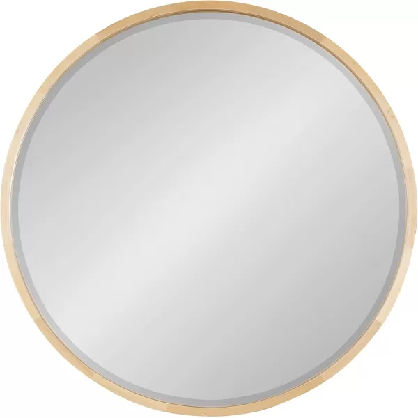 imageKate and Laurel McLean Modern Scandinavian Wood Framed Round Wall Mirror 34 Inch Diameter Natural Poplar Decorative Circle Wooden Mirror with Slim Frame and Modern ShapeNatural