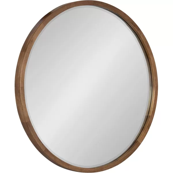 imageKate and Laurel McLean Modern Scandinavian Wood Framed Round Wall Mirror 34 Inch Diameter Natural Poplar Decorative Circle Wooden Mirror with Slim Frame and Modern ShapeRustic Brown