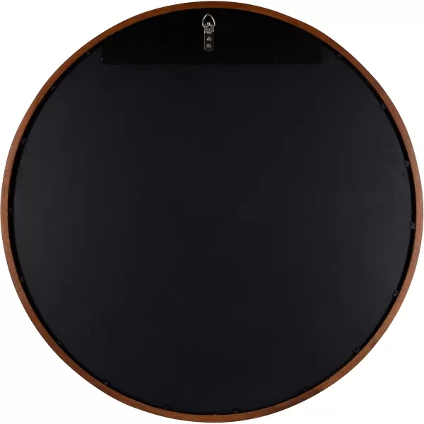 imageKate and Laurel McLean Modern Scandinavian Wood Framed Round Wall Mirror 34 Inch Diameter Natural Poplar Decorative Circle Wooden Mirror with Slim Frame and Modern ShapeWalnut Brown