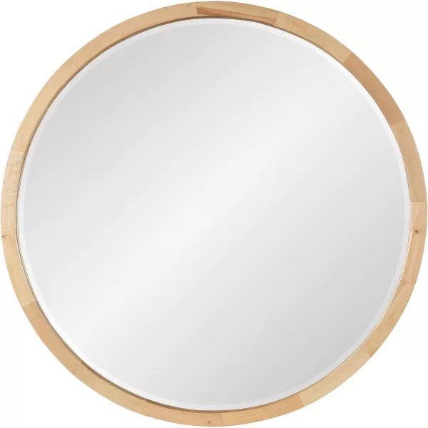 imageKate and Laurel McLean Modern Scandinavian Wood Framed Round Wall Mirror 34 Inch Diameter Natural Poplar Decorative Circle Wooden Mirror with Slim Frame and Modern ShapeNatural