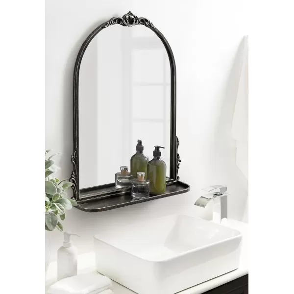 imageKate and Laurel Myrcelle Traditional Arched Mirror with Shelf 21 x 28 Antique Gold Vintage Arch Shelf Mirror with Ornate Garland Detailing Along The Crown and Edges of The FrameBlack