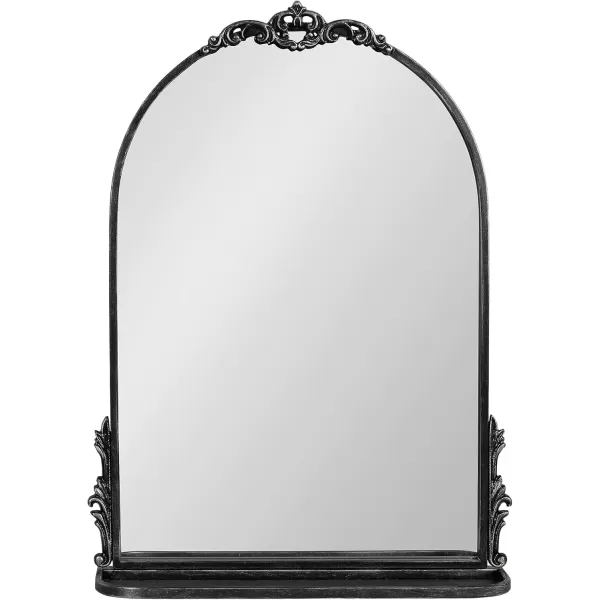 imageKate and Laurel Myrcelle Traditional Arched Mirror with Shelf 21 x 28 Antique Gold Vintage Arch Shelf Mirror with Ornate Garland Detailing Along The Crown and Edges of The FrameBlack