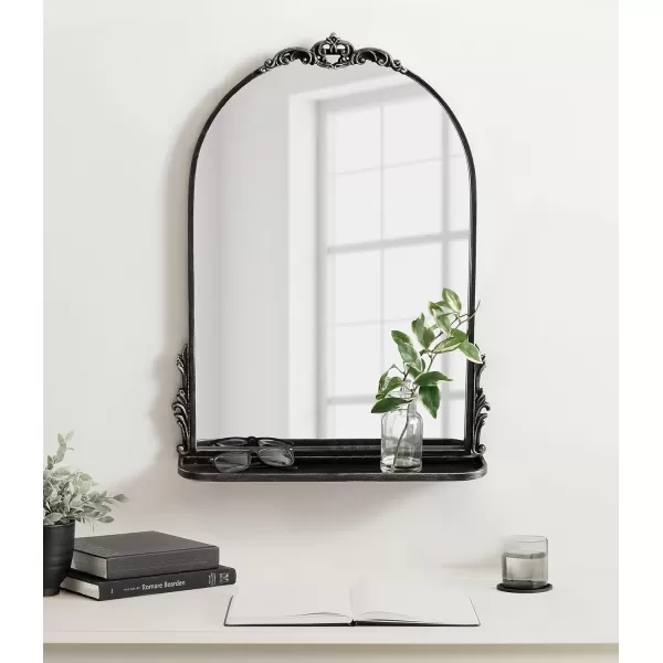 imageKate and Laurel Myrcelle Traditional Arched Mirror with Shelf 21 x 28 Antique Gold Vintage Arch Shelf Mirror with Ornate Garland Detailing Along The Crown and Edges of The FrameBlack