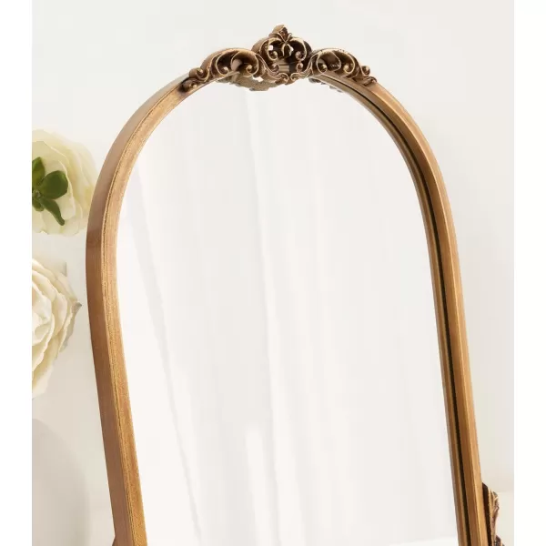 imageKate and Laurel Myrcelle Traditional Arched Tabletop Easel Mirror 14 x 19 Gold Vintage Small Arch Mirror with Ornate Garland Detailing Along The Crown and Edges of The Frame