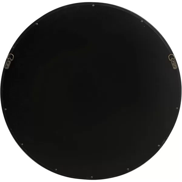imageKate and Laurel Occonor Vintage Wooden Round Mirror 28 Inch Diameter Natural Brown Rustic Farmhouse Circle Wall Mirror with Geometric Shape and Lightly Distressed FinishBlack