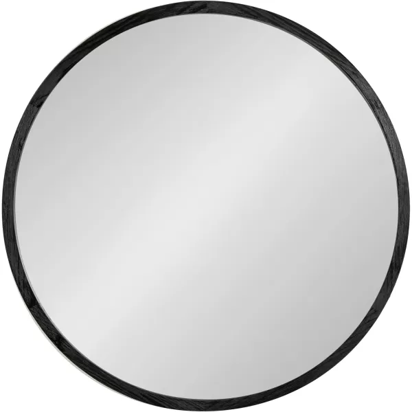 imageKate and Laurel Occonor Vintage Wooden Round Mirror 28 Inch Diameter Natural Brown Rustic Farmhouse Circle Wall Mirror with Geometric Shape and Lightly Distressed FinishBlack