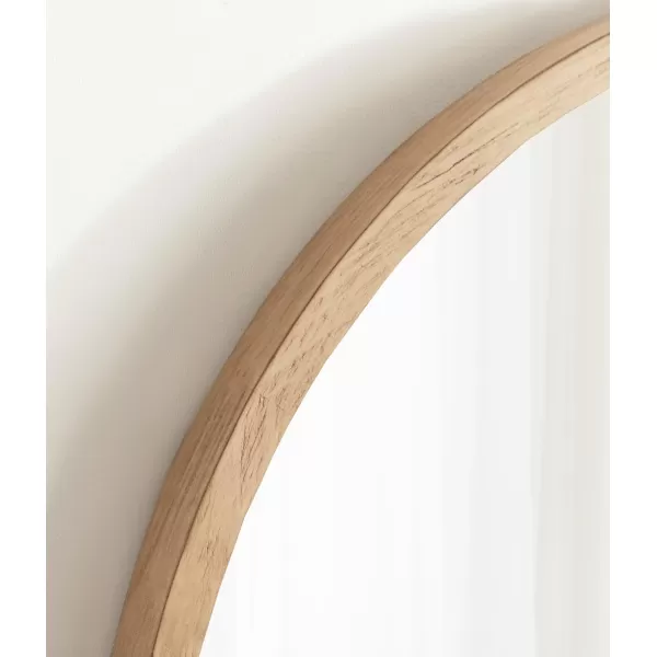 imageKate and Laurel Occonor Vintage Wooden Round Mirror 28 Inch Diameter Natural Brown Rustic Farmhouse Circle Wall Mirror with Geometric Shape and Lightly Distressed FinishNatural
