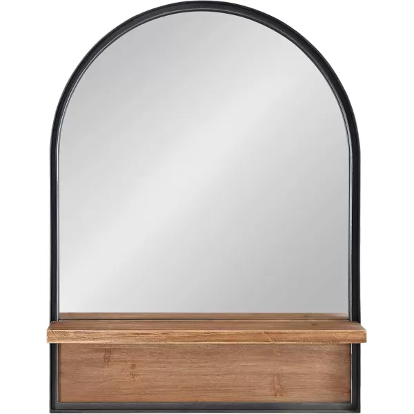 imageKate and Laurel Owing Farmhouse Arched Wall Mirror with Shelf 24 x 32 Black and Gray Decorative Rustic Mirror with Shelf Ledge for Storage and DisplayBlack