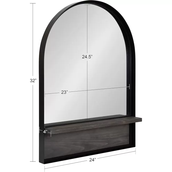 imageKate and Laurel Owing Farmhouse Arched Wall Mirror with Shelf 24 x 32 Black and Gray Decorative Rustic Mirror with Shelf Ledge for Storage and DisplayGrayBlack