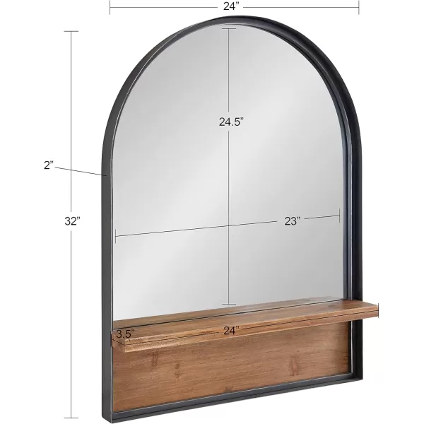 imageKate and Laurel Owing Farmhouse Arched Wall Mirror with Shelf 24 x 32 Black and Gray Decorative Rustic Mirror with Shelf Ledge for Storage and DisplayBlack