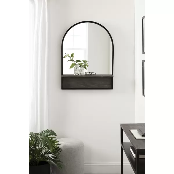 imageKate and Laurel Owing Farmhouse Arched Wall Mirror with Shelf 24 x 32 Black and Gray Decorative Rustic Mirror with Shelf Ledge for Storage and DisplayGrayBlack