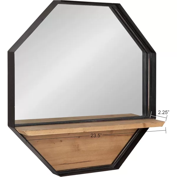 imageKate and Laurel Owing Large Rustic Farmhouse Metal Octagon Wall Mirror with Shelf BlackBrownBlack