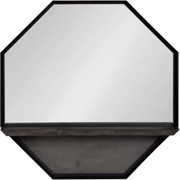 imageKate and Laurel Owing Large Rustic Farmhouse Metal Octagon Wall Mirror with Shelf BlackGrey