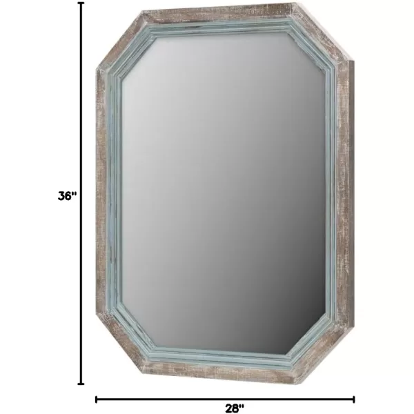 imageKate and Laurel Palmer Large Rustic Octagon Wall Mirror 36quot x 28quot Coastal Blue and Rustic Brown Distressed TwoTone Farmhouse Wall AccentBlue