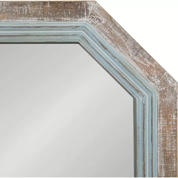 imageKate and Laurel Palmer Large Rustic Octagon Wall Mirror 36quot x 28quot Coastal Blue and Rustic Brown Distressed TwoTone Farmhouse Wall AccentBlue