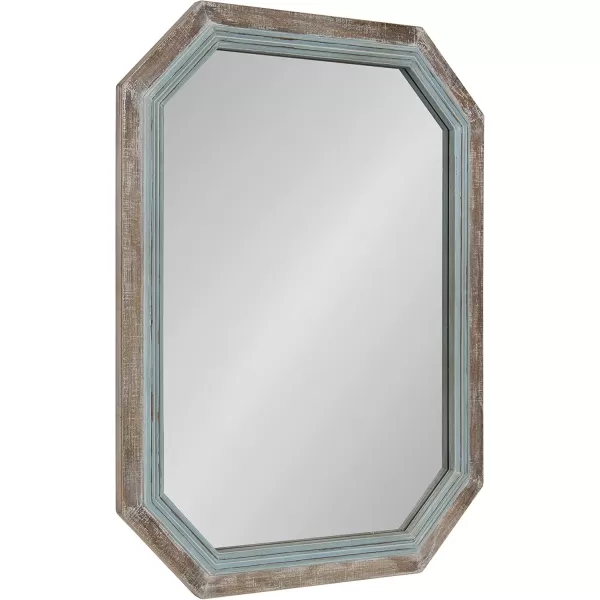 imageKate and Laurel Palmer Large Rustic Octagon Wall Mirror 36quot x 28quot Coastal Blue and Rustic Brown Distressed TwoTone Farmhouse Wall AccentBlue
