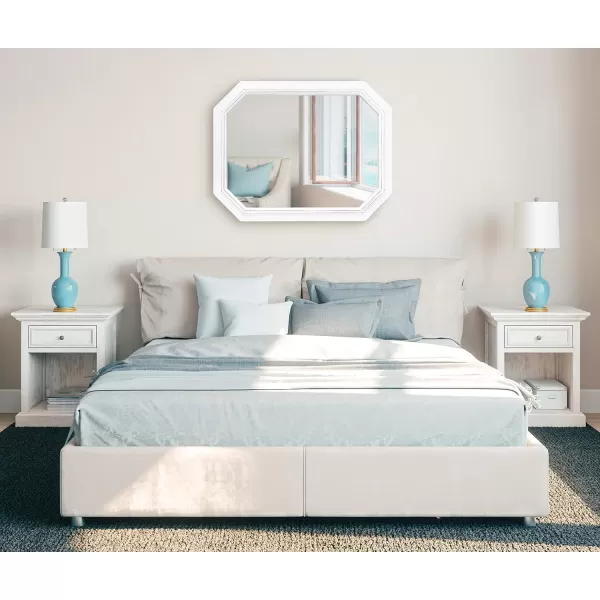 imageKate and Laurel Palmer Large Rustic Octagon Wall Mirror 36quot x 28quot Coastal Blue and Rustic Brown Distressed TwoTone Farmhouse Wall AccentWhite