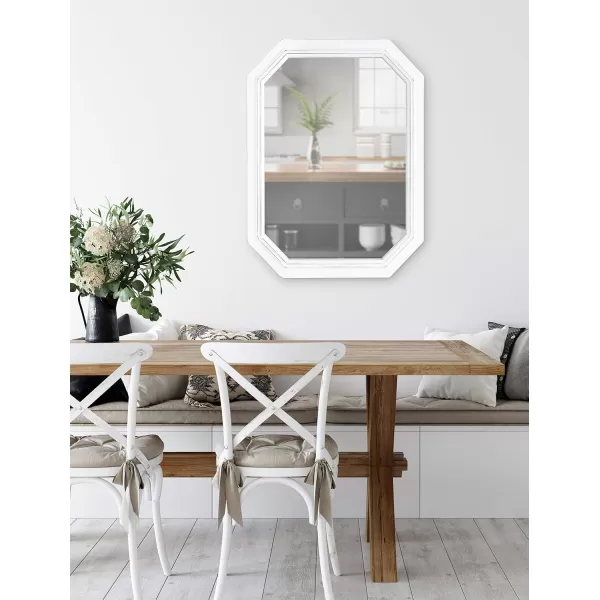 imageKate and Laurel Palmer Large Rustic Octagon Wall Mirror 36quot x 28quot Coastal Blue and Rustic Brown Distressed TwoTone Farmhouse Wall AccentWhite