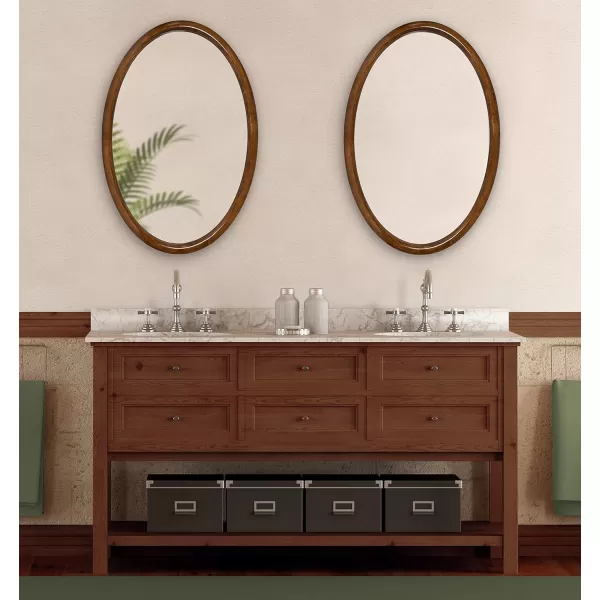 imageKate and Laurel Pao Traditional Oval Wood Framed Wall Mirror 24 x 36 Walnut Brown Decorative Mirror for WallWalnut Brown