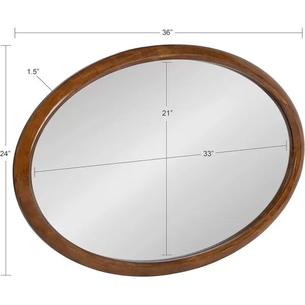 imageKate and Laurel Pao Traditional Oval Wood Framed Wall Mirror 24 x 36 Walnut Brown Decorative Mirror for WallWalnut Brown