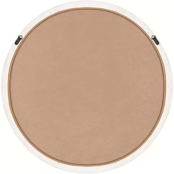 imageKate and Laurel Rahfy Boho Round Rattan Mirror 28 Inch Diameter White Decorative Circle Mirror with Wrapped Authentic Rattan Frame for Vanity Bathroom Mirror